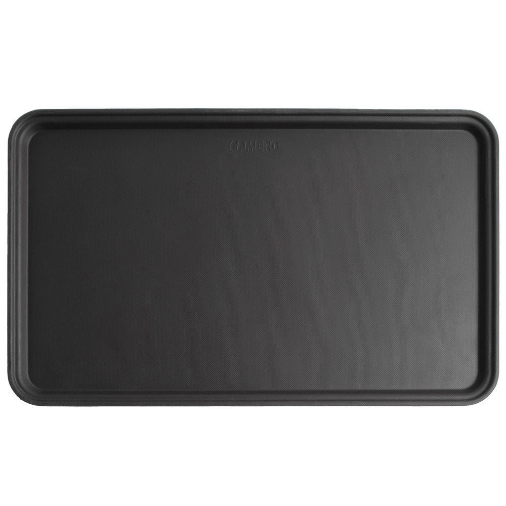 Cambro Camtread® 13" x 21" Black Satin Non-Skid Serving Tray - 12/Case