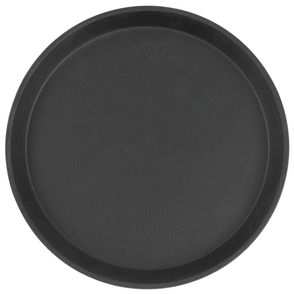 Cambro Camtread® 11" Round Black Non-Skid Serving Tray - 12/Case