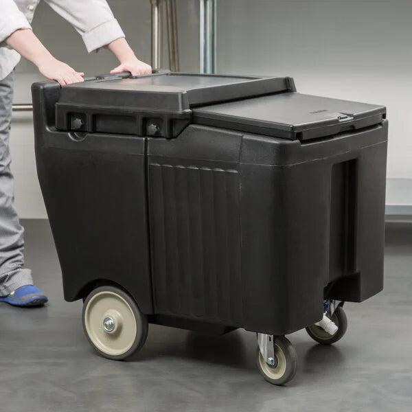 Cambro ICS125LB110 SlidingLid™ Black Mobile Ice Bin - 125 lb. Capacity