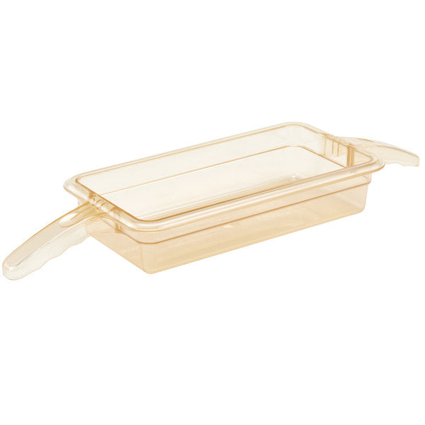 Cambro H-Pan™ 1/3 Size Amber High Heat Plastic Food Pan with Double Handle - 2 1/2" Deep