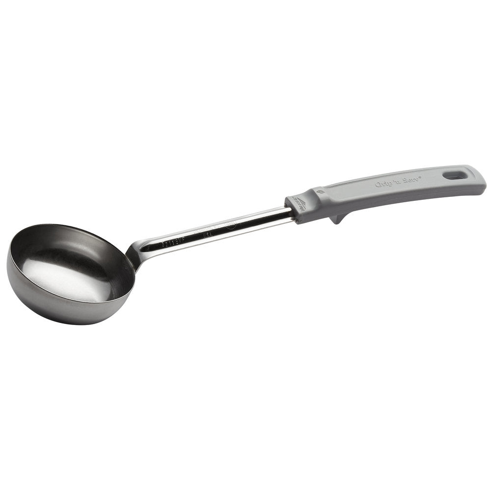 Vollrath  4 oz. Gray Solid Round Stainless Steel Spoodle® Portion Spoon with Grip 'N Serve® Handle