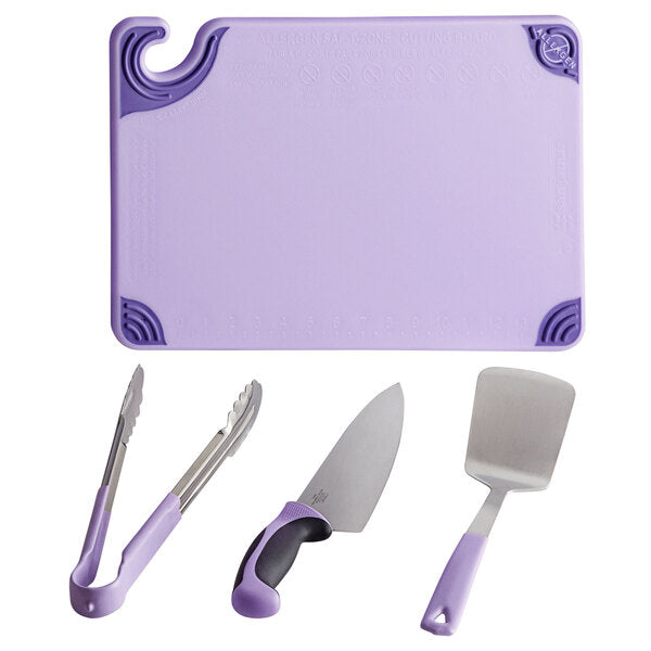 Saf-T-Zone™ 18" x 12" x 1/2" Purple Allergen-Free System Cutting Board Set