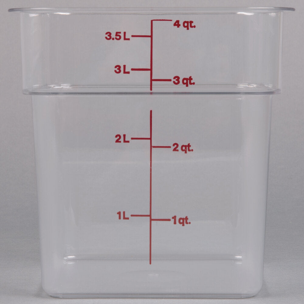 Cambro 4 Qt. Clear Square Polycarbonate Cannabis Storage Container