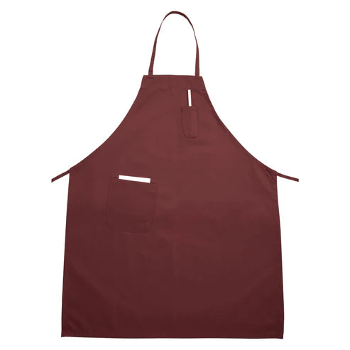 Full-Length Bib Apron with Pockets - Burgundy