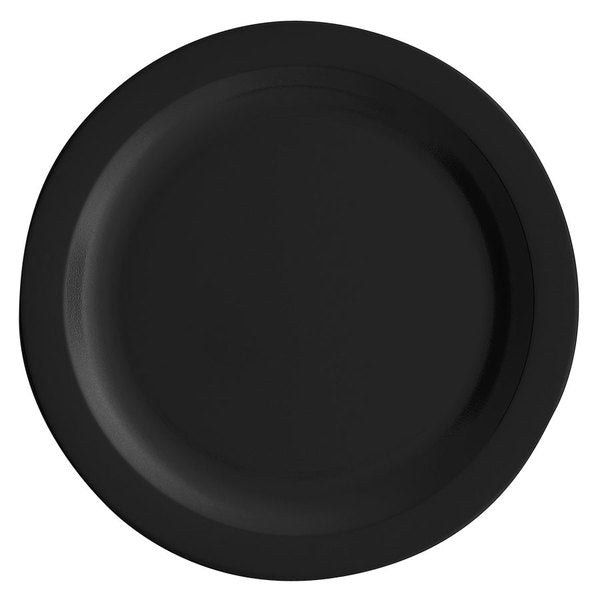 Cambro Camwear 10" Black Narrow Rim Polycarbonate Plate - 48/Case