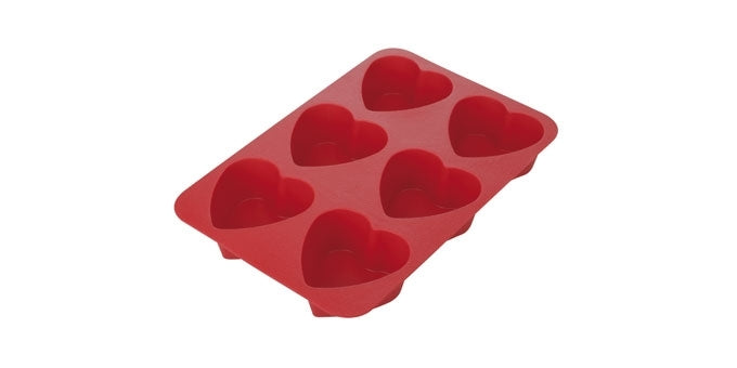 HEART SILICONE BAKING MOULD- 6 CUPS