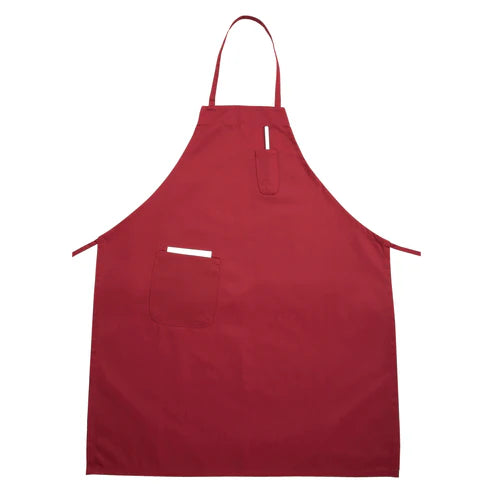 Full-Length Bib Apron with Pockets - Red