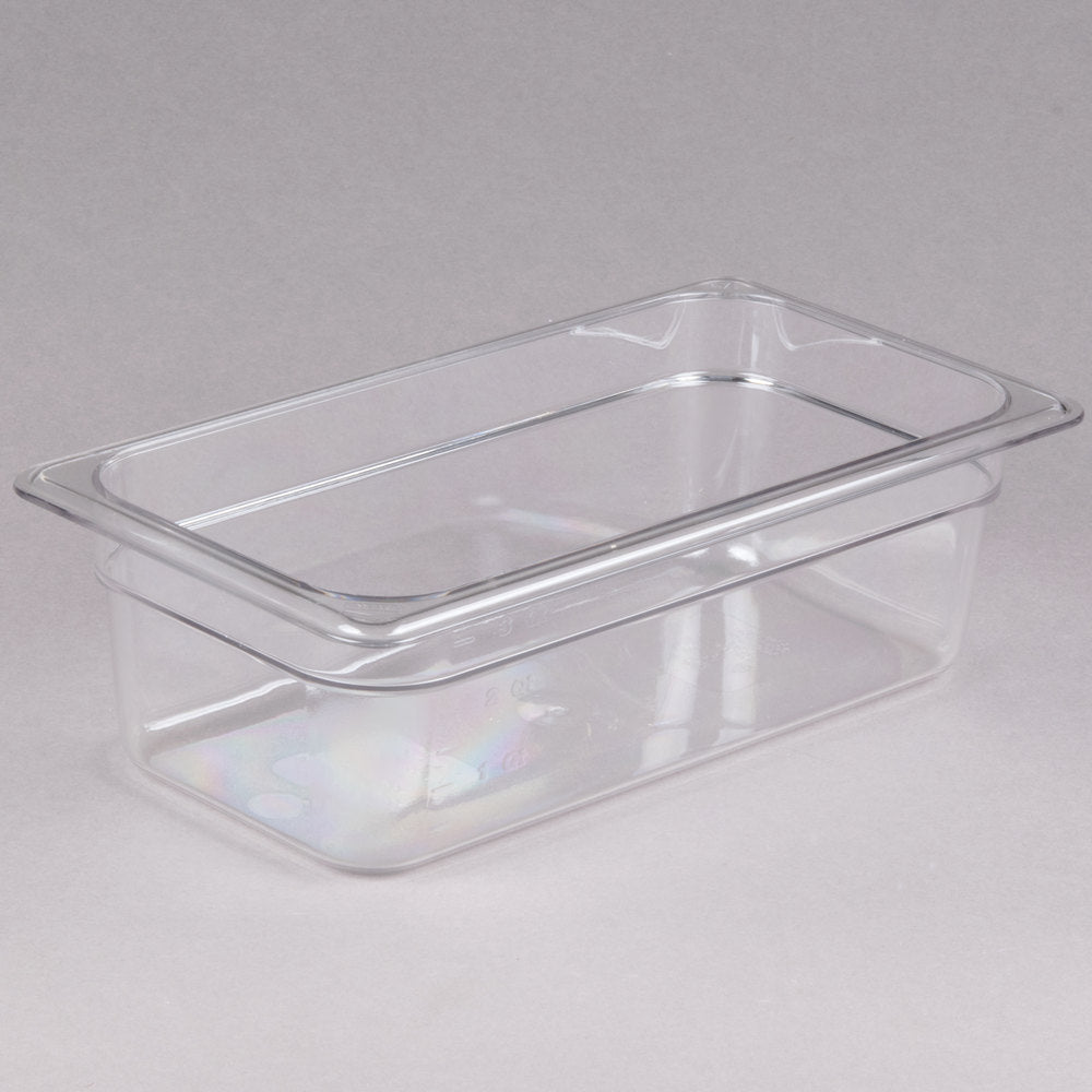 Cambro Camwear 1/3 Size Clear Polycarbonate Food Pan - 4" Deep