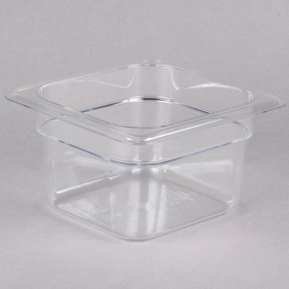 Cambro Camwear 1/6 Size Clear Polycarbonate Food Pan - 4" Deep