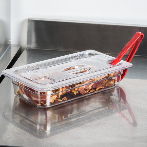 Cambro Camwear 1/3 Size Clear Polycarbonate FlipLid with Spoon Notch