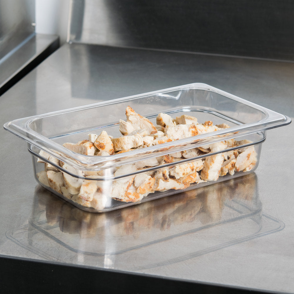 Cambro Camwear 1/4 Size Clear Polycarbonate Food Pan - 2 1/2" Dee