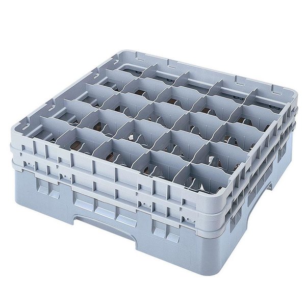 Cambro Camrack 6 1/8" High Customizable Soft Gray 25 Compartment Glass Rack