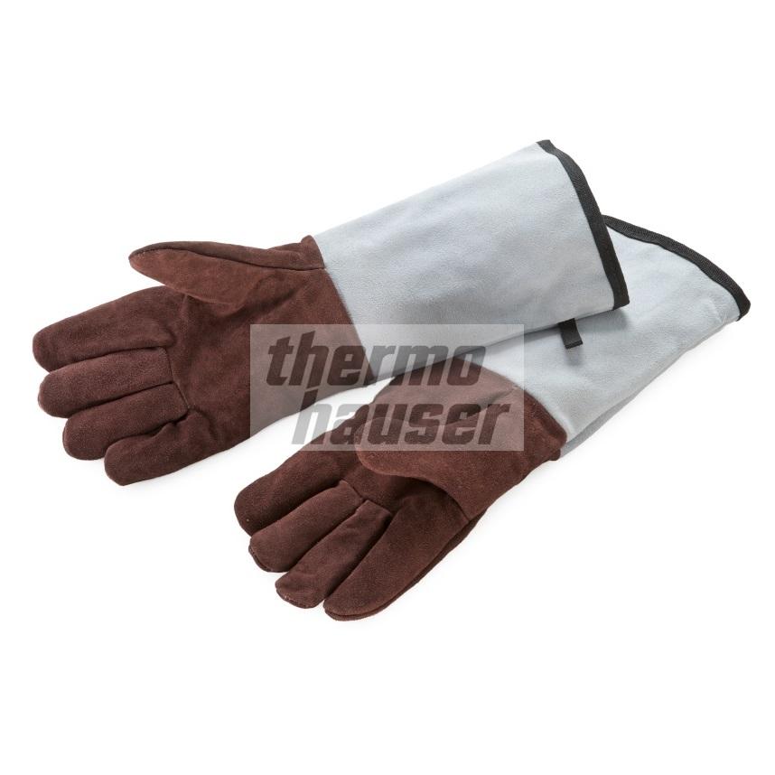 Leather oven gloves, 5 fingers, with cuffs, approx. 45 cm x 15 cm - Thermohauser