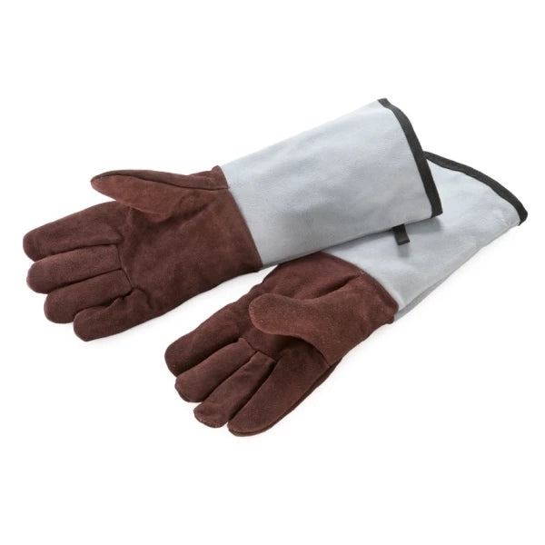 Leather oven gloves, 5 fingers, with cuffs, approx. 45 cm x 15 cm - Thermohauser