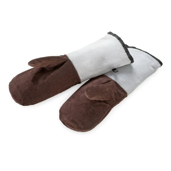 Leather oven gloves, mittens, with cuffs, approx. 45 cm x 15 cm - Thermohauser