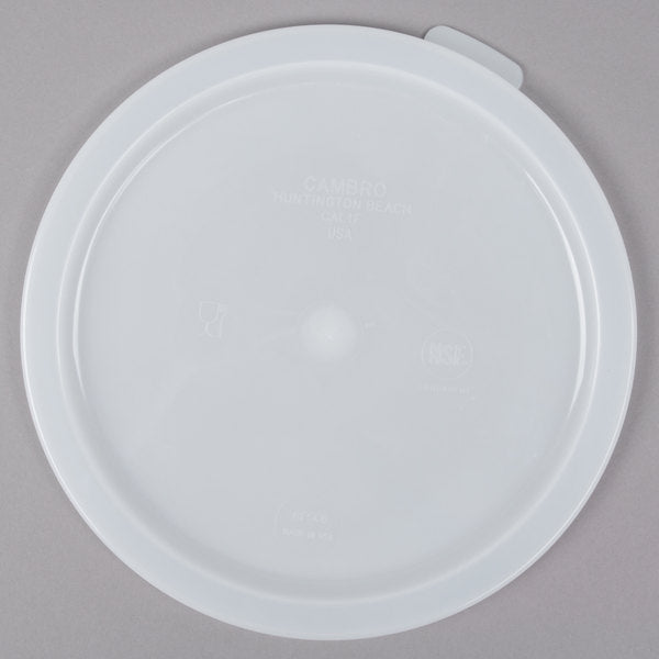 Cambro 6 and 8 Qt. White Round Polyethylene Food Storage Container Lid