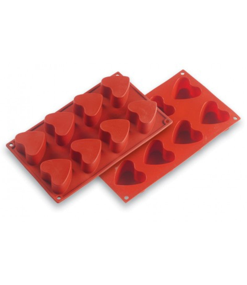 "HEART - SILICONE BAKING MOULD - 8 CUPS