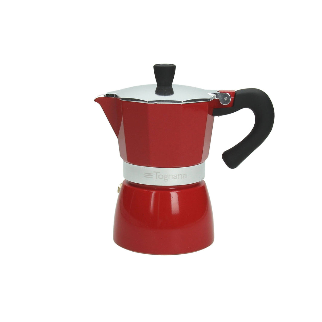 MOKA EXPRESS 3 CUP 200ML-SILVER-RED-BLACK  MATERIAL- FOOD GRADE ALUMINUM ALLOY