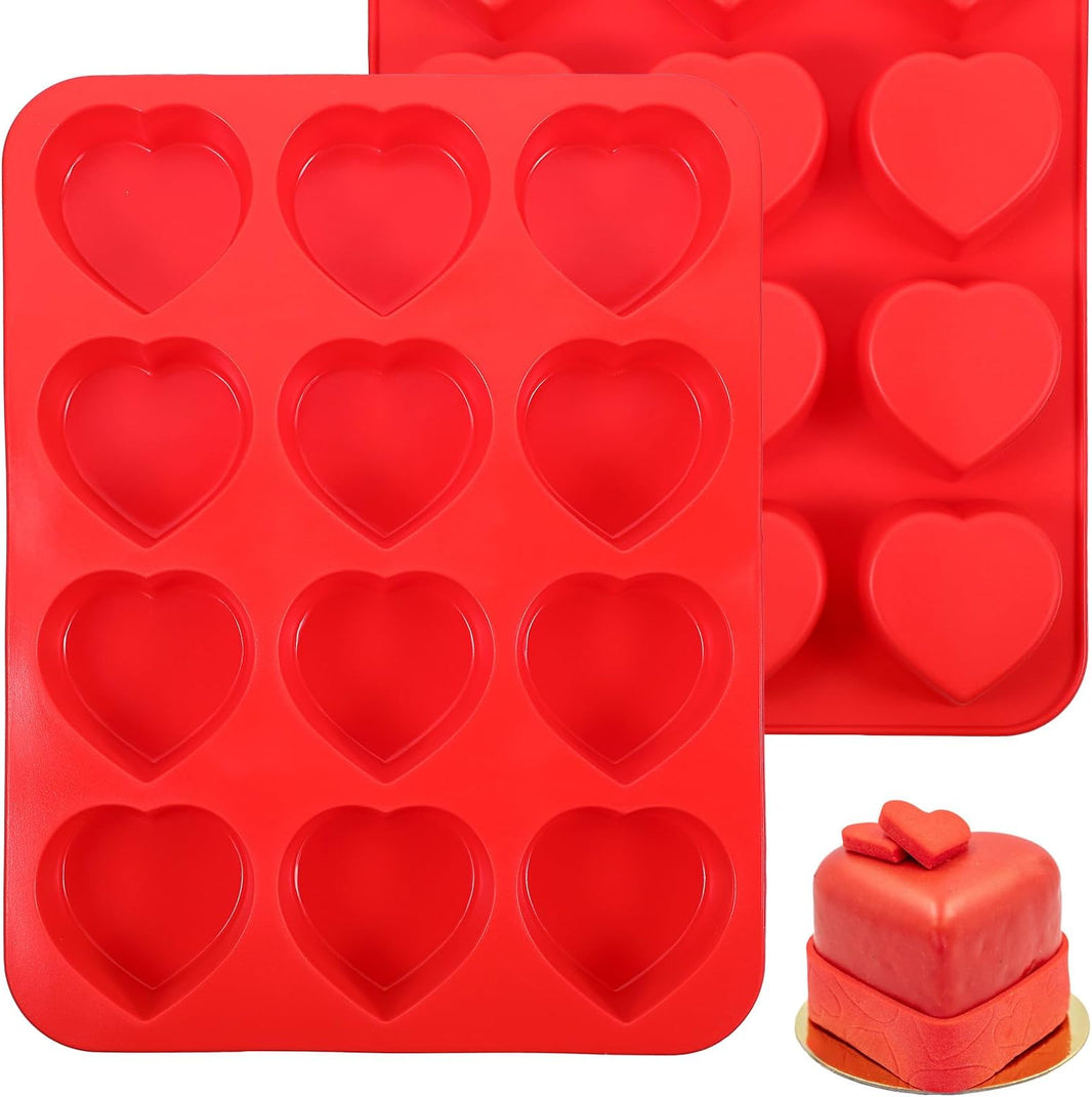 HEART SILICONE BAKING MOULD - 12 CUPS