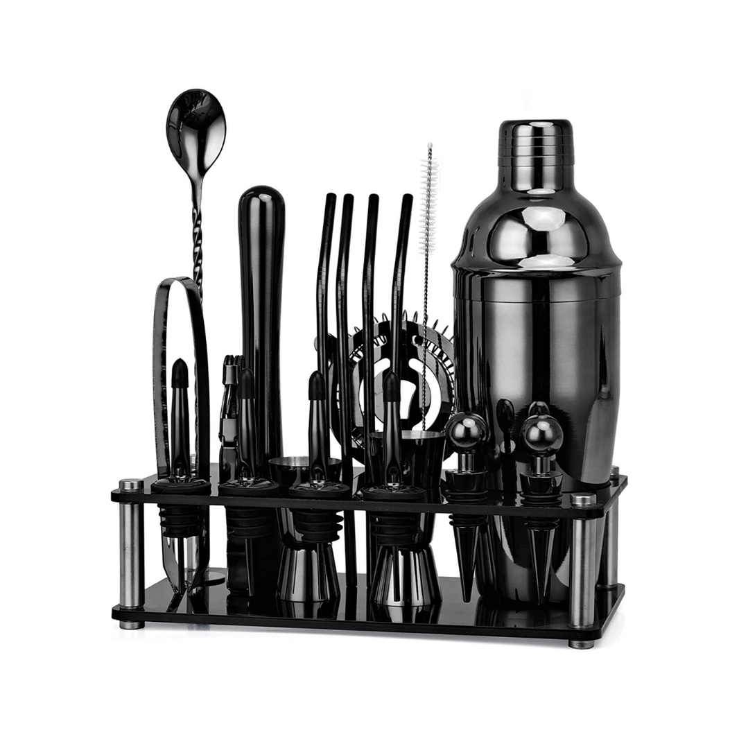 21-Piece Black Stainless Steel Coffee Shaker Set - Brewing Edge