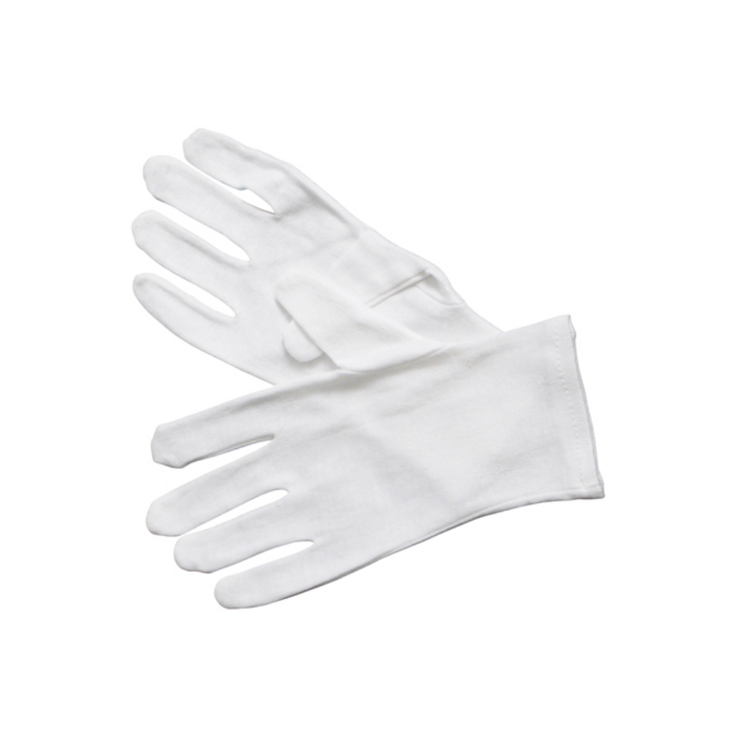 Large White Cotton Service Gloves (6 Pairs) - Winco