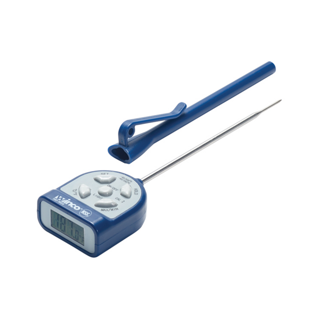 Waterproof Digital Pocket Thermometer -40 to 500F, 1.5mm Dia Probe - Winco