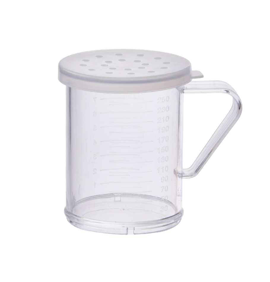 10 Oz. Clear Polycarbonate Dredge with Hole Snap-On Lid