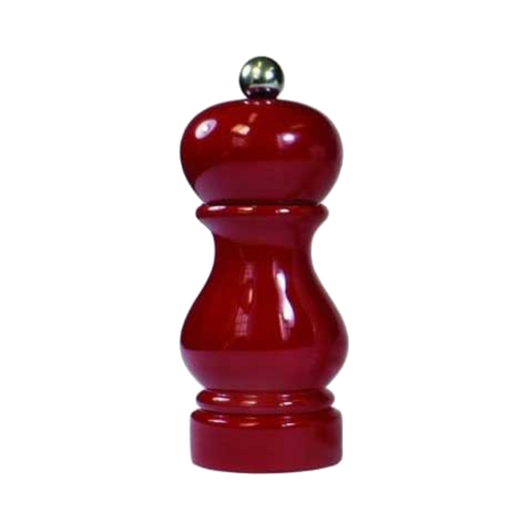 Salt And Pepper Mill Sorrento Beech Wood Red Lacquered - Bisetti