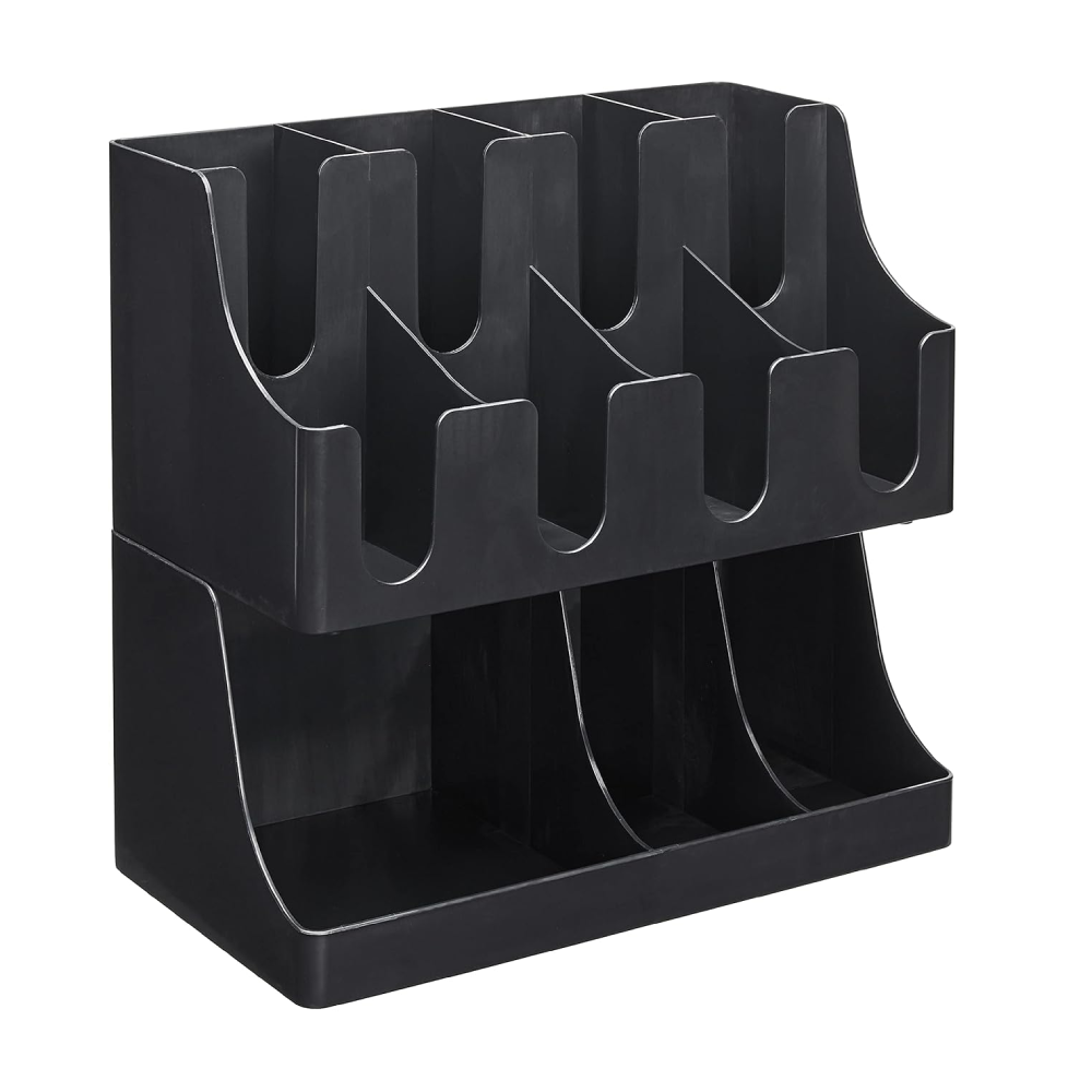 Countertop Cup, Lid and Napkin Organizer Black 11-Section