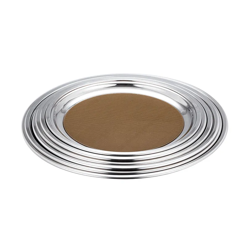 KNICER STAINLESS STEEL SERVING TRAY WITH ANTI - SKID MAT