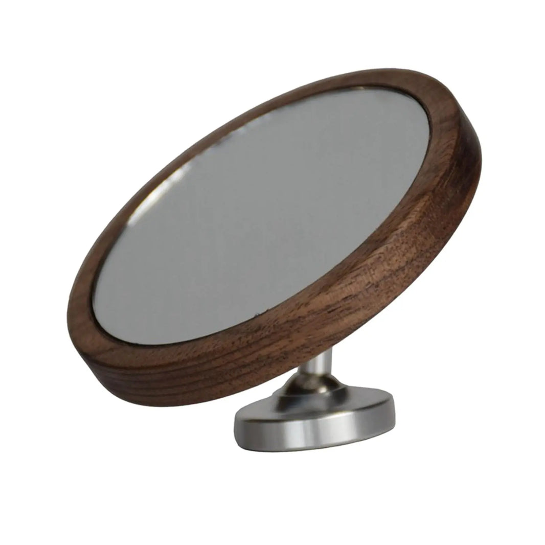Espresso Reflective Mirror Walnut Wood With Metal Base - Brewing Edge