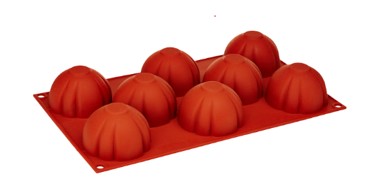 HALF-SPHERE STRIPED -SILICONE BAKING MOULD - 8 CUPS