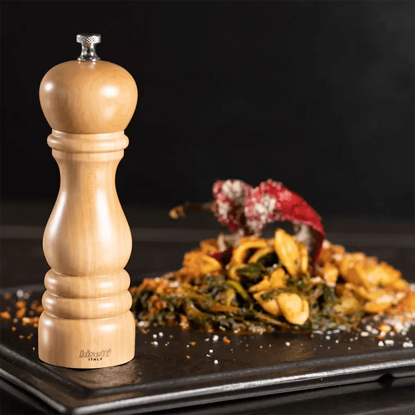 "PEPPER MILL ""ROMA""  NATURAL WOOD 18CM H 180 MM NATURAL BEECH-WOOD FAGGIO NATURALE"
