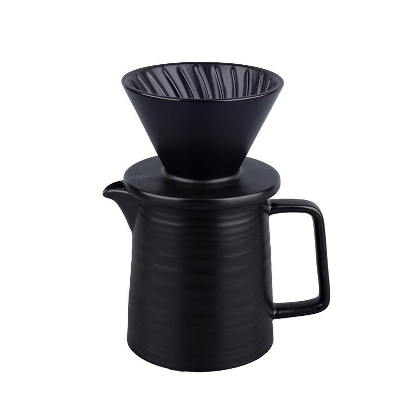 V60 POUR-OVER COFFEE DRPPER SET 1-2 CUP- BLACK & WHITE MATERIAL- PORCELAIN CAPACITY- 450 ML