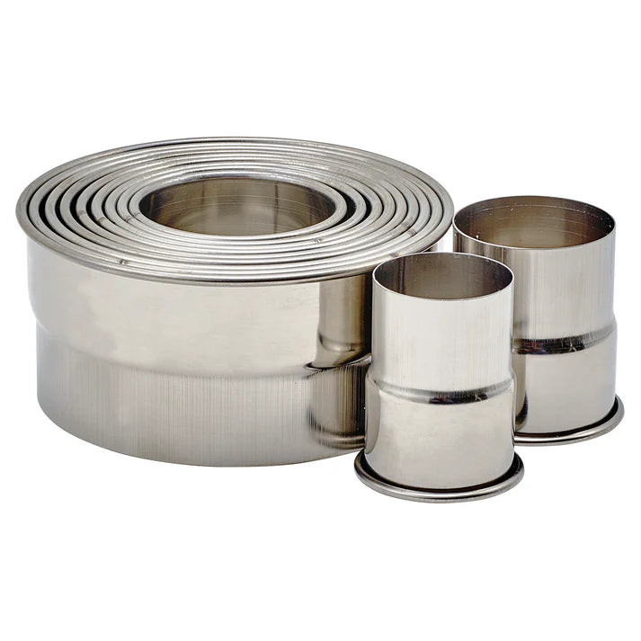 Round Cookie Cutter Set, 11 Piece, Stainless Steel - Plain, 2"