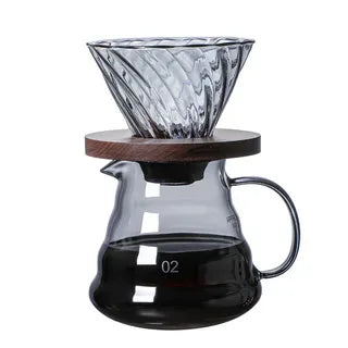 V60 POUR OVER GLASS DRIPPER SET 2-4 CUP 600ML BLACK / GOLD