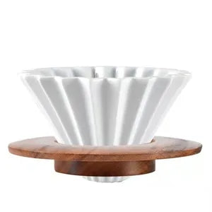 V60  CERAMIC DRIPER FUNNEL WITH WOOD RING 1-2 CUP BLACK - WHITE - RED