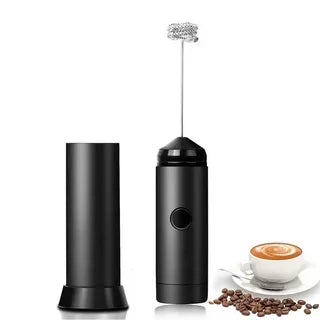 HAND-HELD MILK FROTHER WHISK WITH PROTECTOR LID DOUBLE WHISK HEAD  POWER  -  2 AA BATTERY