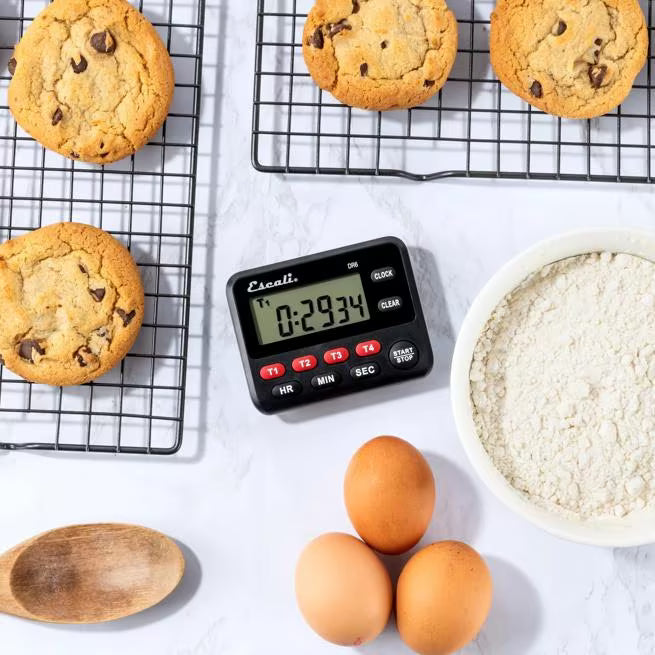 San Jamar Escali TMDGTE Digital 4 Channel 100 Hour Kitchen Timer with Clock
