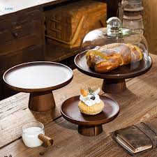 WOODEN CAKE STAND WITH GLASS DOME LID - KNICER