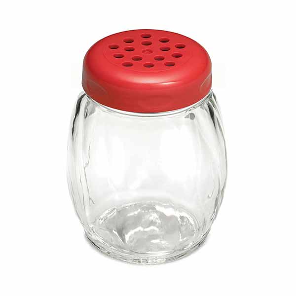 6 Ounce Swirl Glass Shaker with Plastic Top - Red / Tablecraft