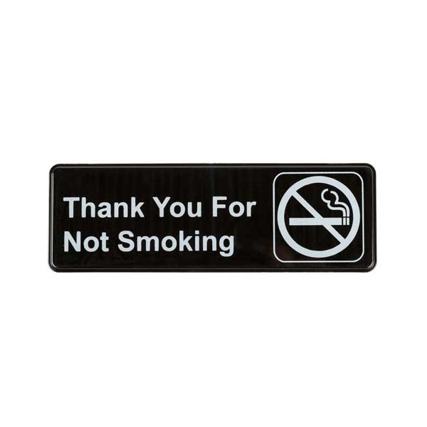 Thank You For Not Smoking Sign - Black and White, 9" x 3" / Tablecraft