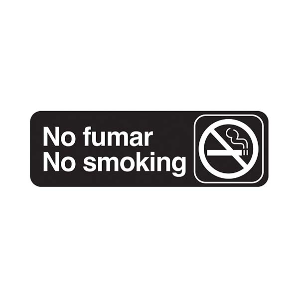 No Fumar / No Smoking Sign - Black and White, 9" x 3" / Tablecraft