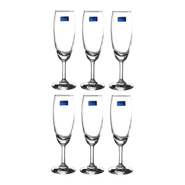 Ocean 185ml 6-Piece Set Champagne Flute Glass / Clear