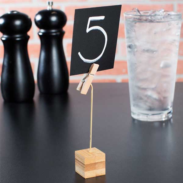 5" Clothespin Clip Square Bamboo Card Holder / Tablecraft