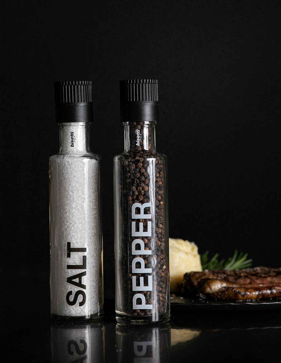 Bisetti Pantelleria Glass Bottle Salt And Pepper Mill - 22 cm