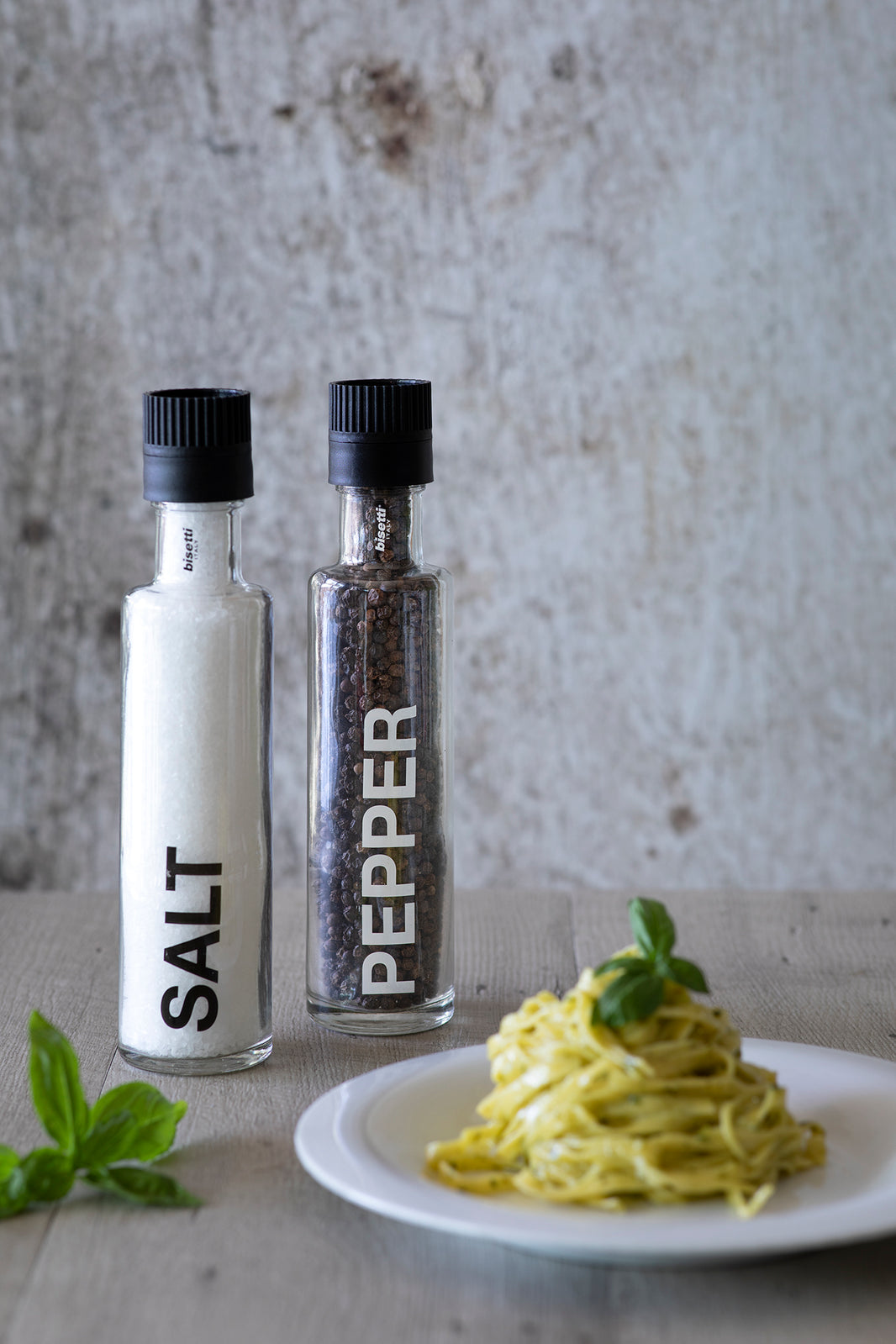Bisetti Pantelleria Glass Bottle Salt And Pepper Mill - 16.5 cm