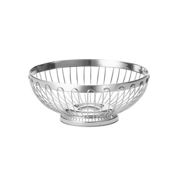 Round Stainless Steel Regent Basket - 10" x 3 3/4" / Tablecraft