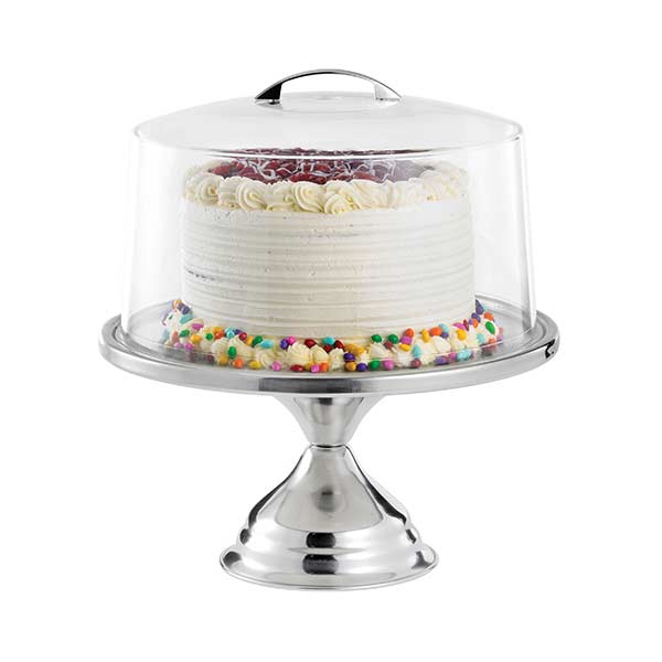 Stainless Steel 12-3/4" Cake Stand with Cover / Tablecraft