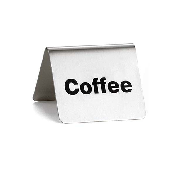 Stainless Steel "Coffee" Tent Sign 2 1/2" x 2" / Tablecraft
